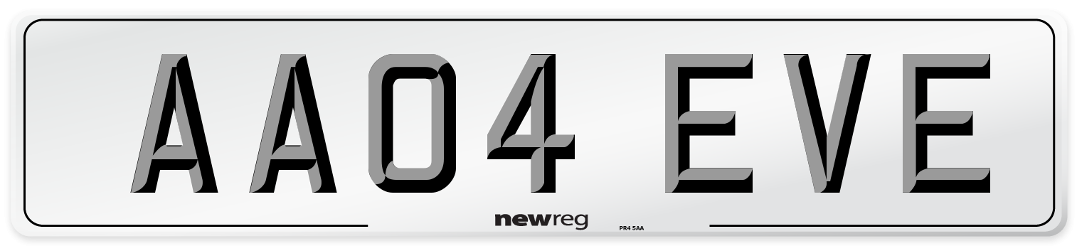 AA04 EVE Number Plate from New Reg